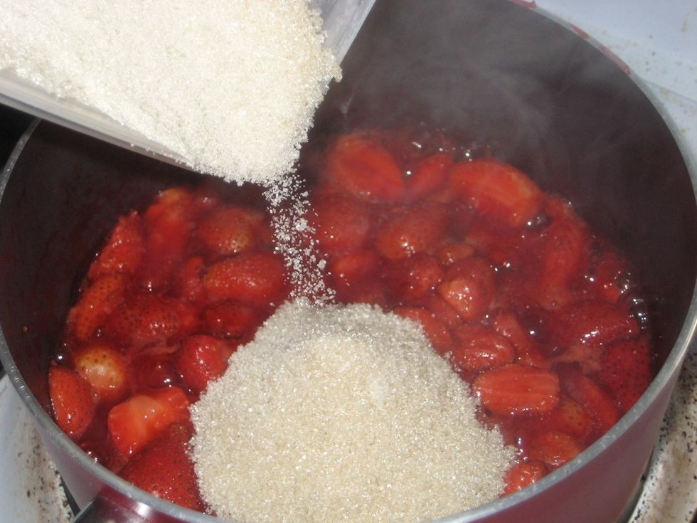 Add your sugar and stir using a wooden or plastic spoon.