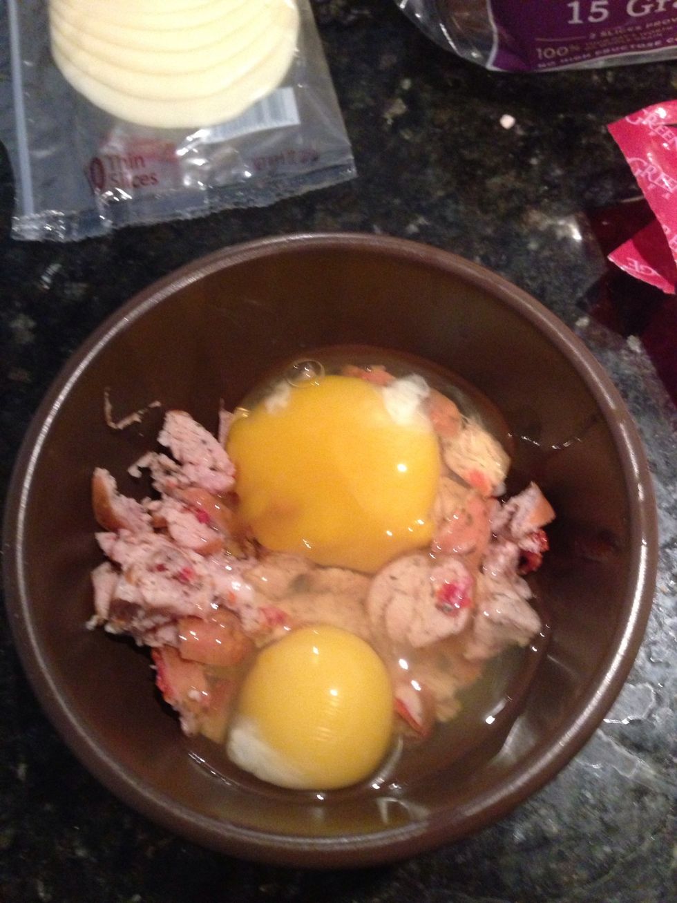 Add your two large eggs