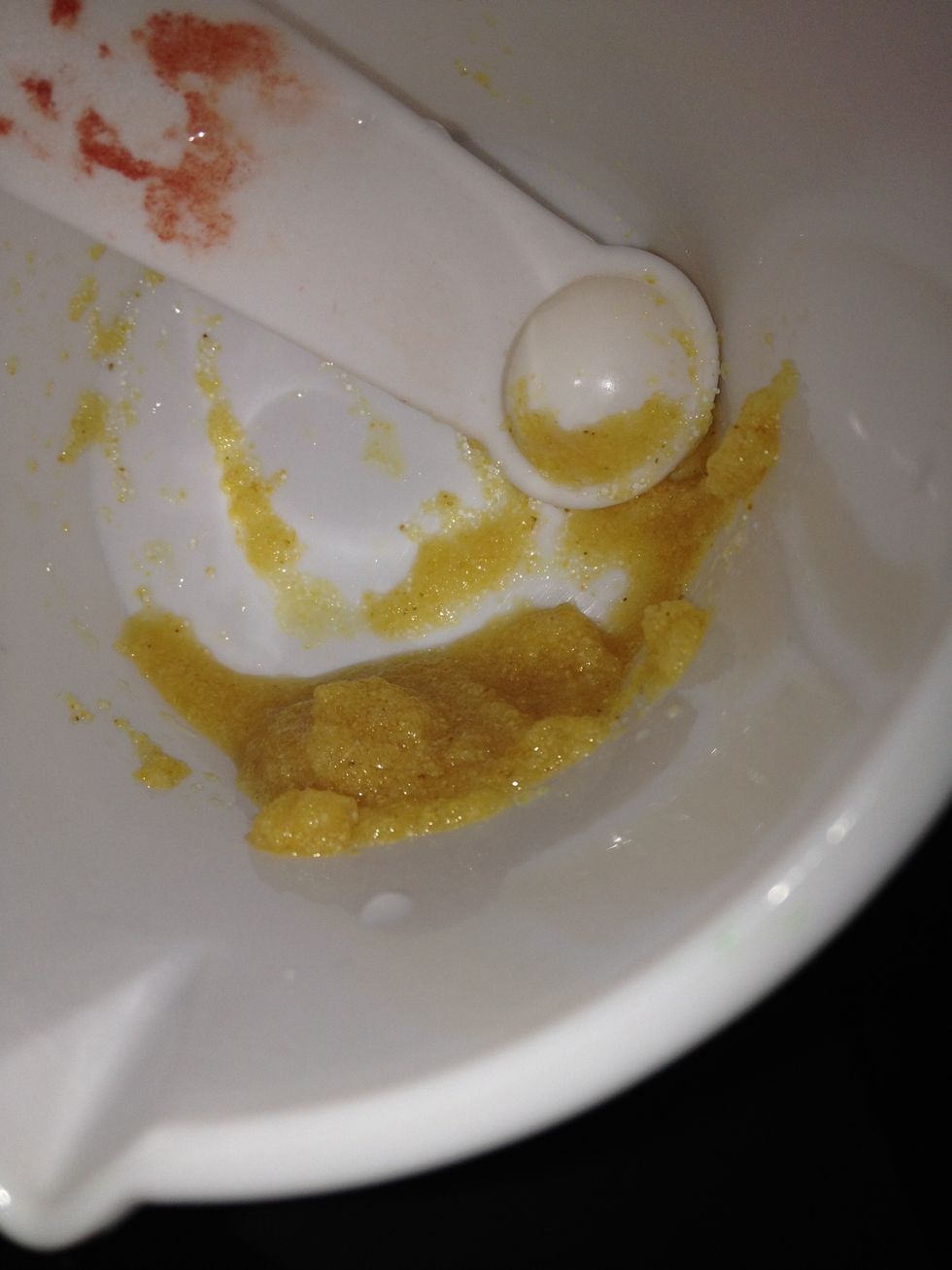 Add your water. All parts are equal so you should get a paste substance.