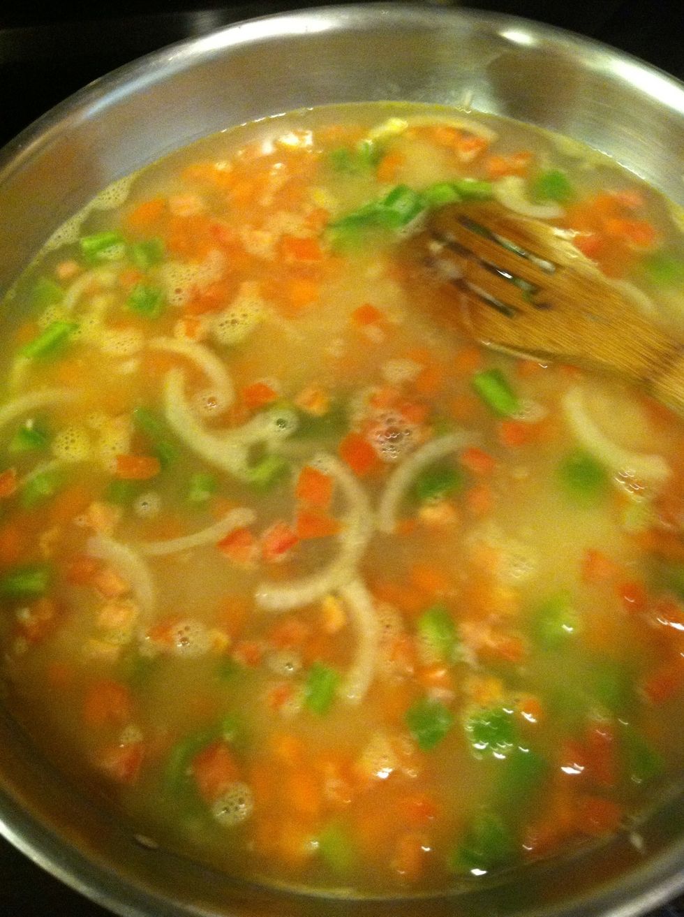 Add your water, and your chicken bouillon