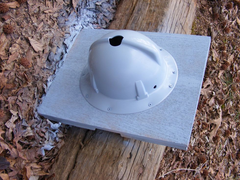 Added 3 layers of gray spray paint to hard hat and boards.