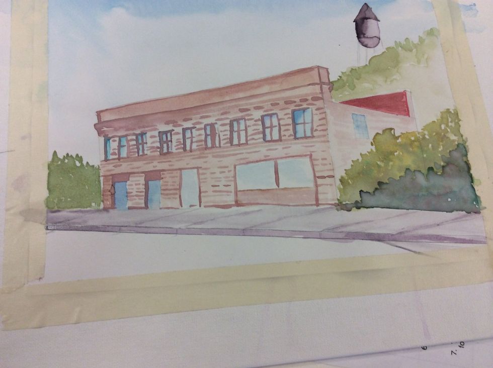 Added a bush by glazing and then bleeding