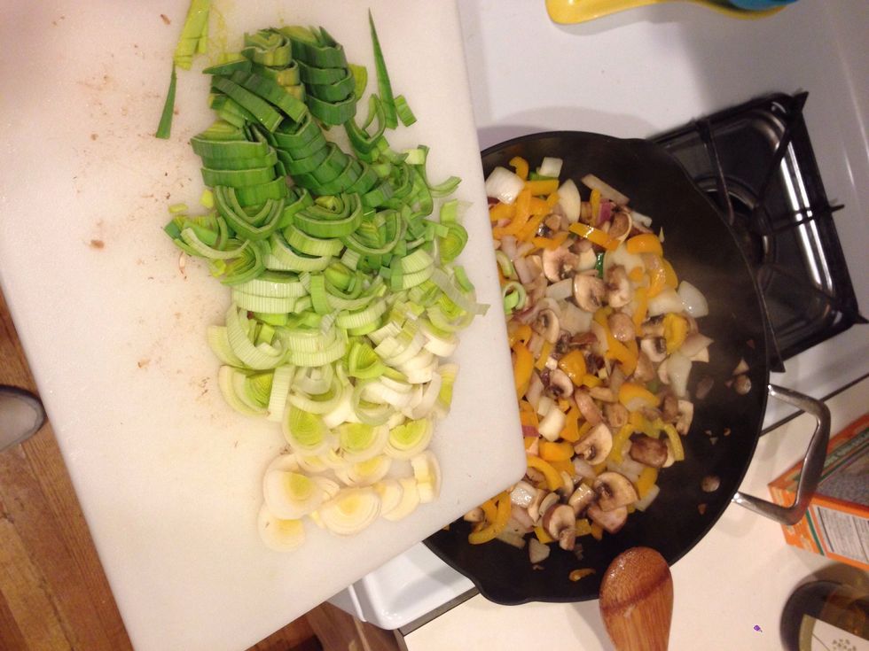 Added leeks to rest of veggies.