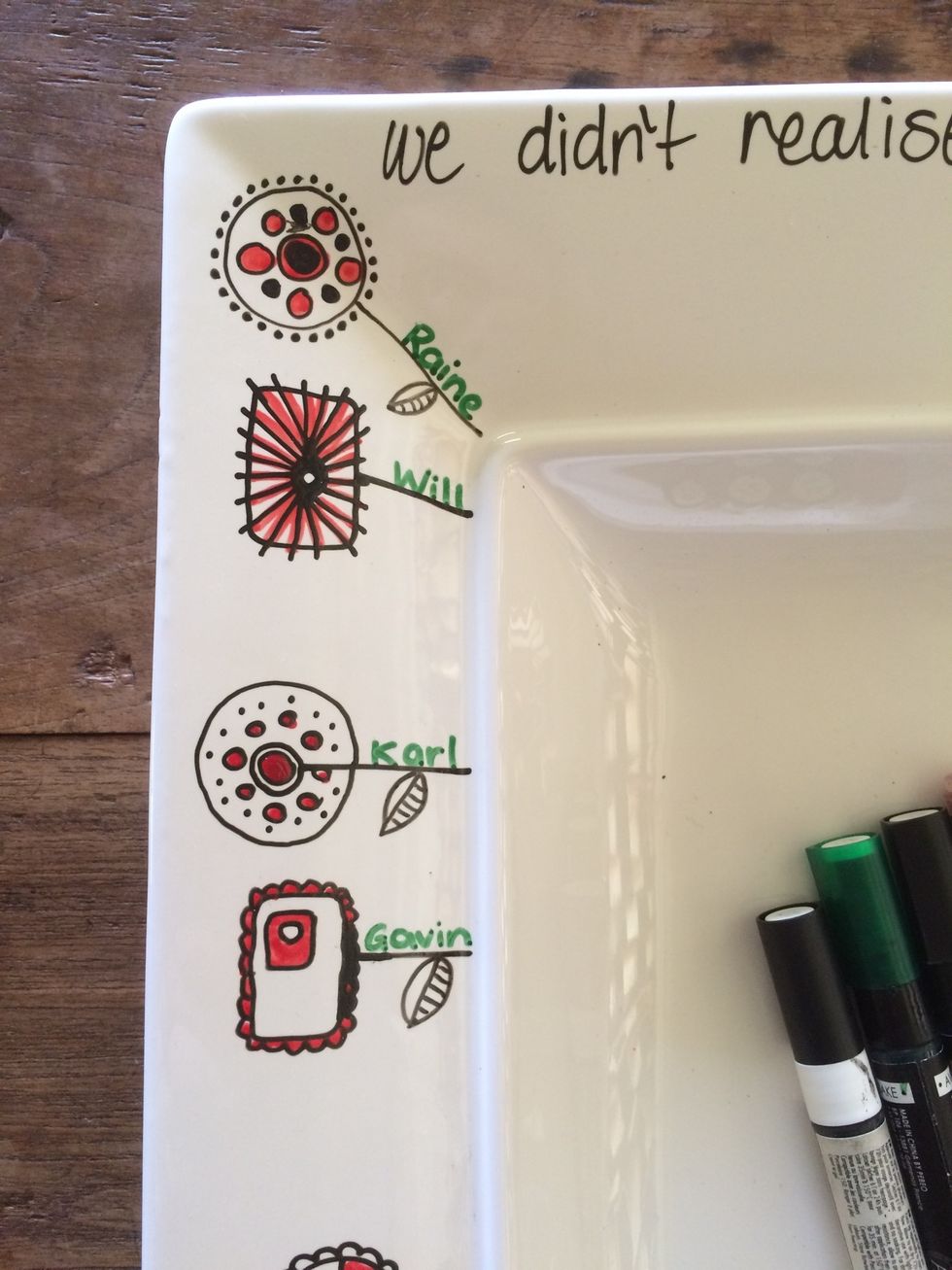 Adding colour. The lady that this gift is for likes red and green on her dinner table.