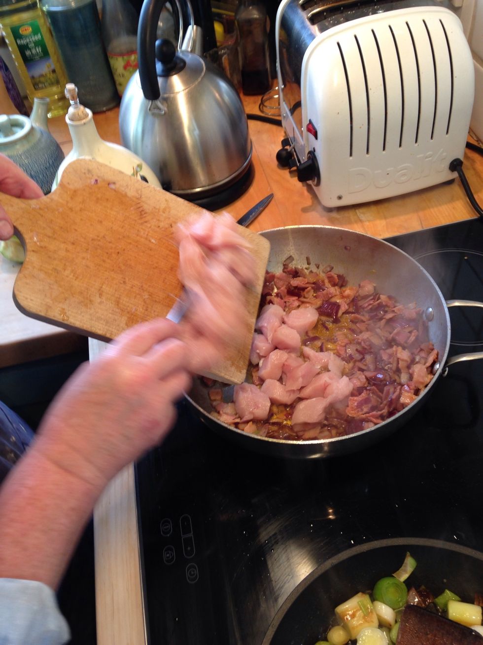 Adding diced chicken