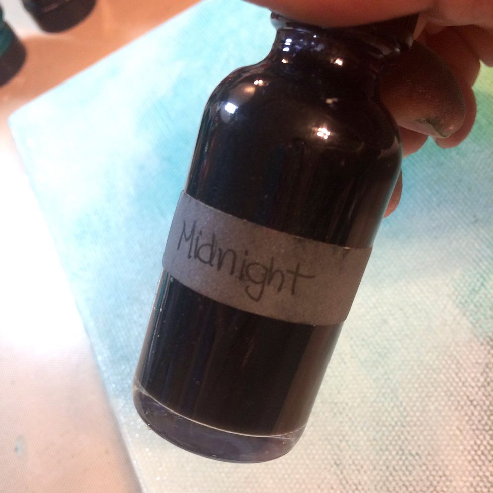Adding Midnight Minx Shimmering Inks to my canvas.