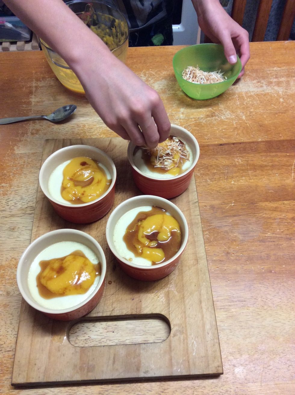 Adding the cooked coconut
