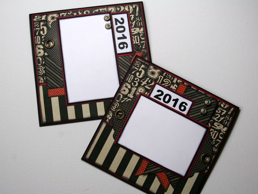 Adhere a background for the chippies. Layer school colors behind white cardstock. Don't forget to ink the edges. I've also included a graduation year.