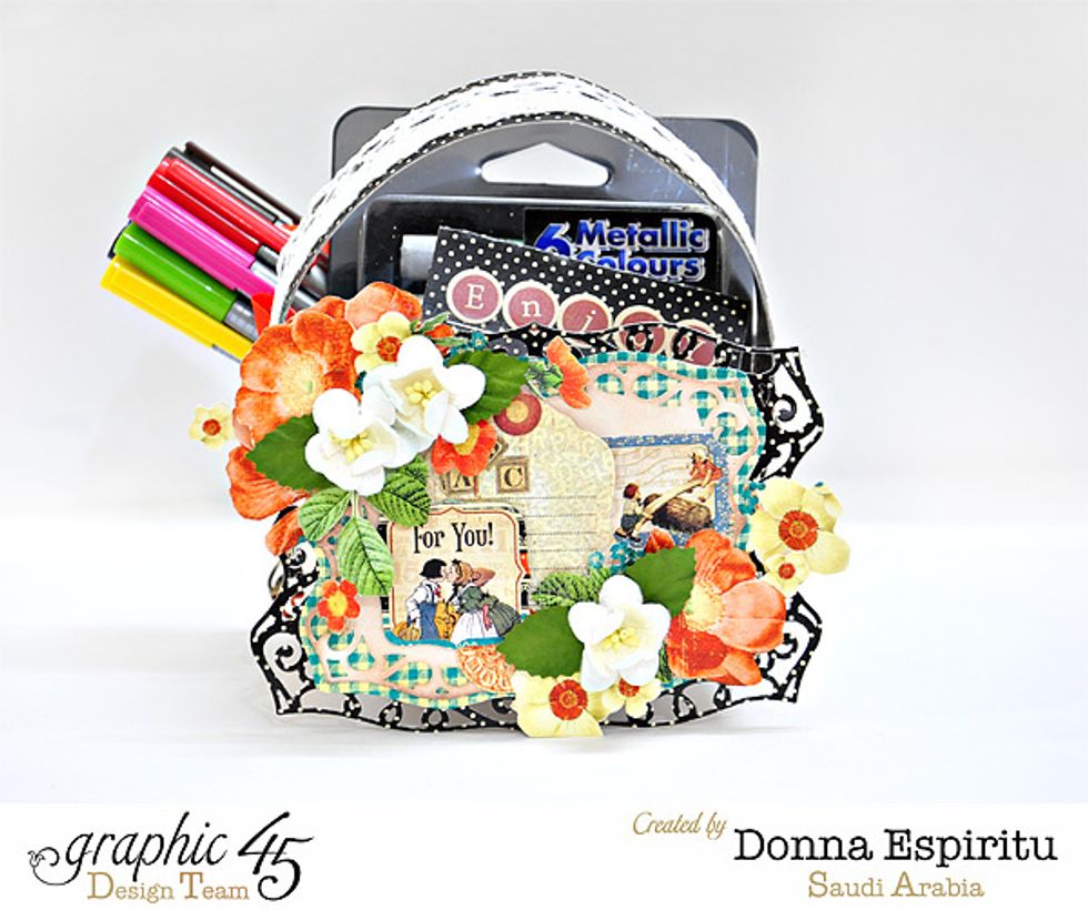 Adhere a strip of lace to the handle for a pretty touch.