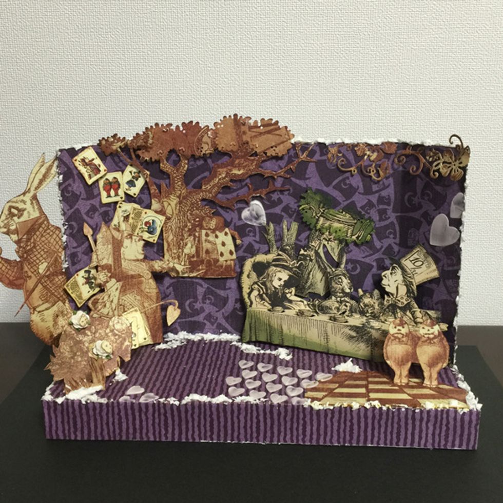 Adhere all pieces on the Stage and Stencil with modeling paste