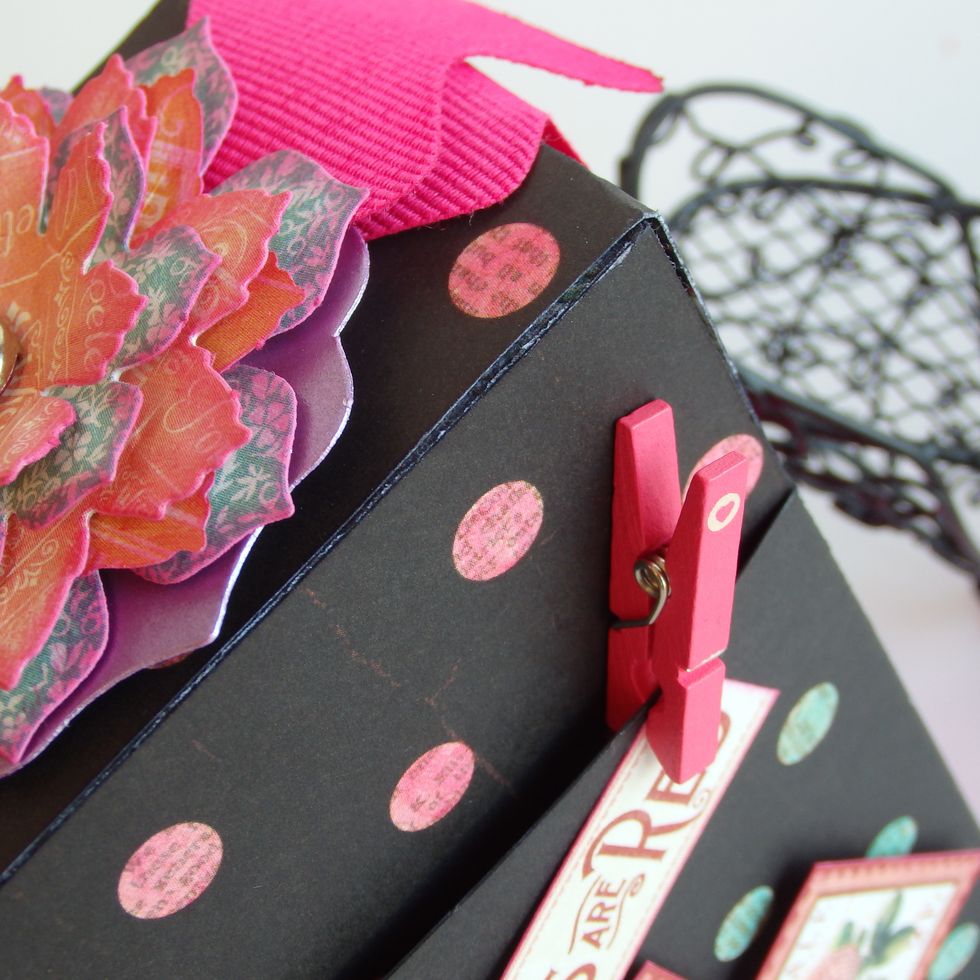Adhere cut out from Graphic45  Time to Flourish February from 8\u2019 pad and snap on Paper Source Valentine Mini- Clothespins