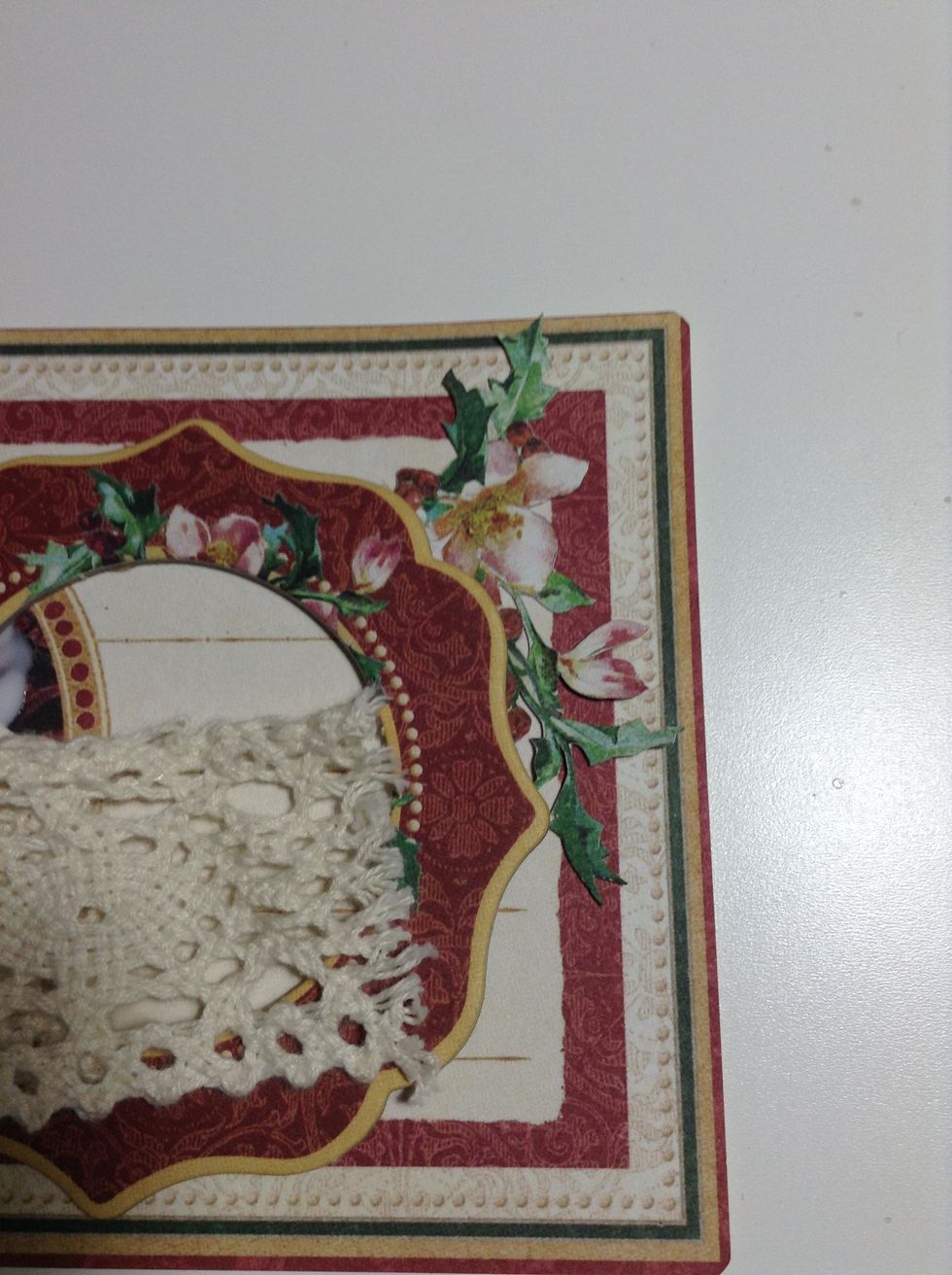 Adhere fussy cut flowers pieces here.