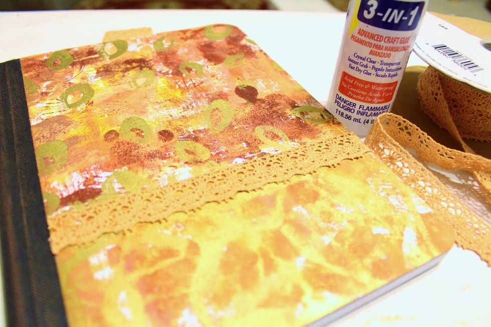 adhere lace where the papers meet...