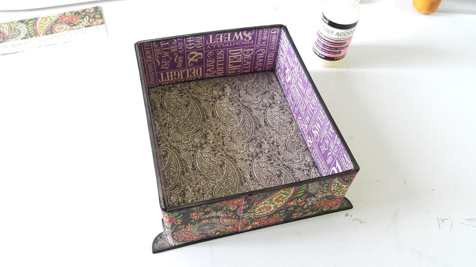 Adhere on the box base using strong glue, like Glossy Accents