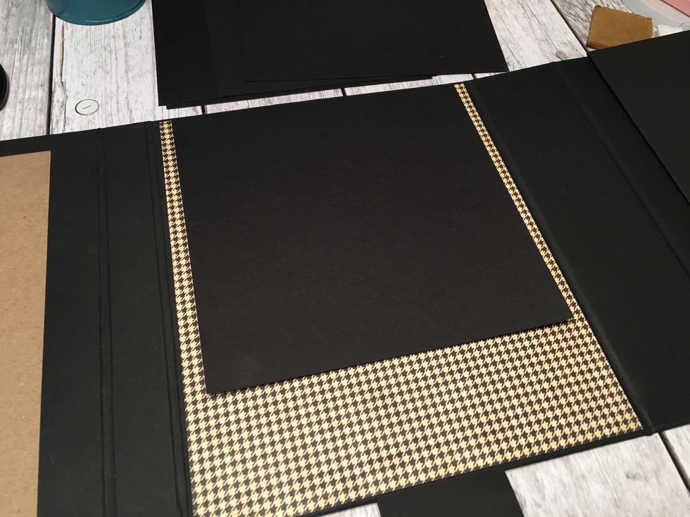 Adhere patterned paper onto the 9" section
