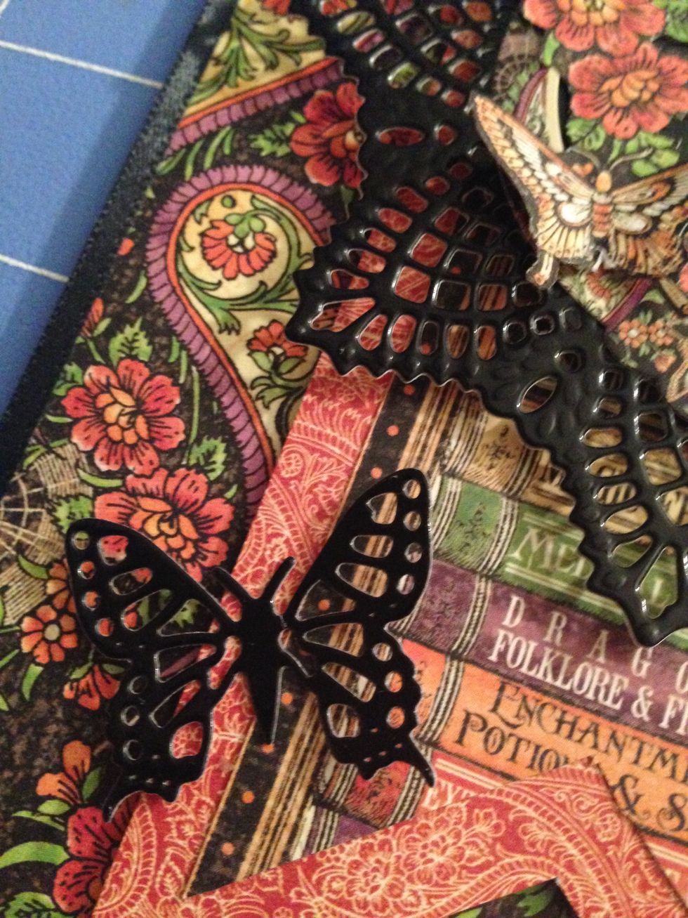 Adhere the black butterfly to the card with a glue dot.Place the stamped sentiment in the lower right section of the card and adhere with a pop dot.