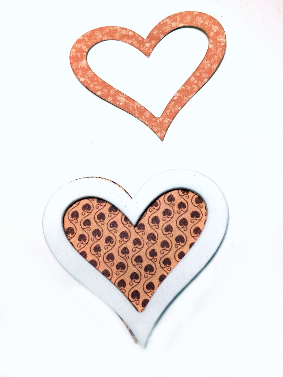Adhere the foam to the bottom heart paper and the acetate to the frame heart just as we did in steps 7 & 8.