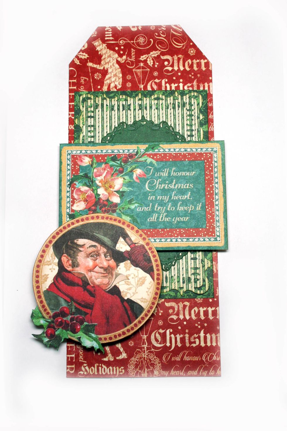 Adhere the fussy cut image over the cardboard.  You could use foam tape to pop up the image instead of cardboard.