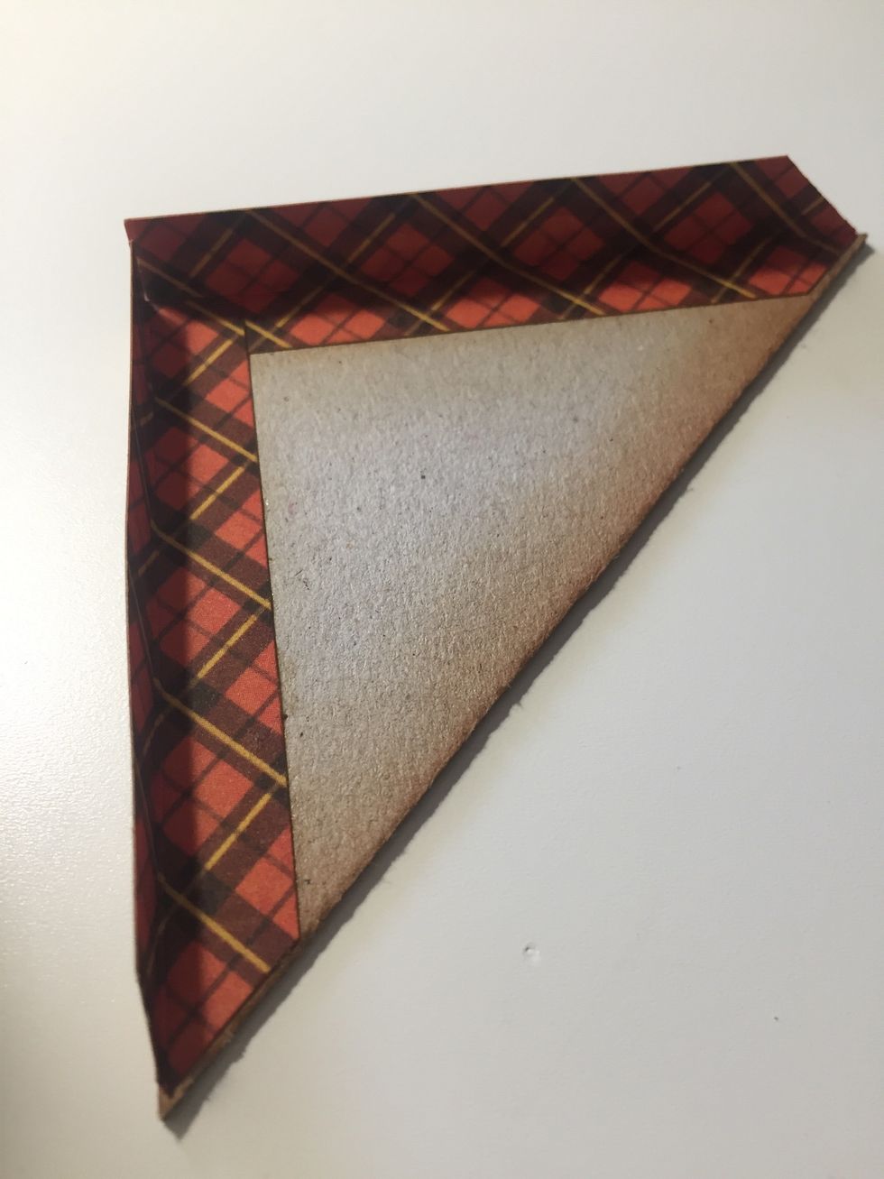 Adhere the pieces of paper here as shown, cut away the corners...