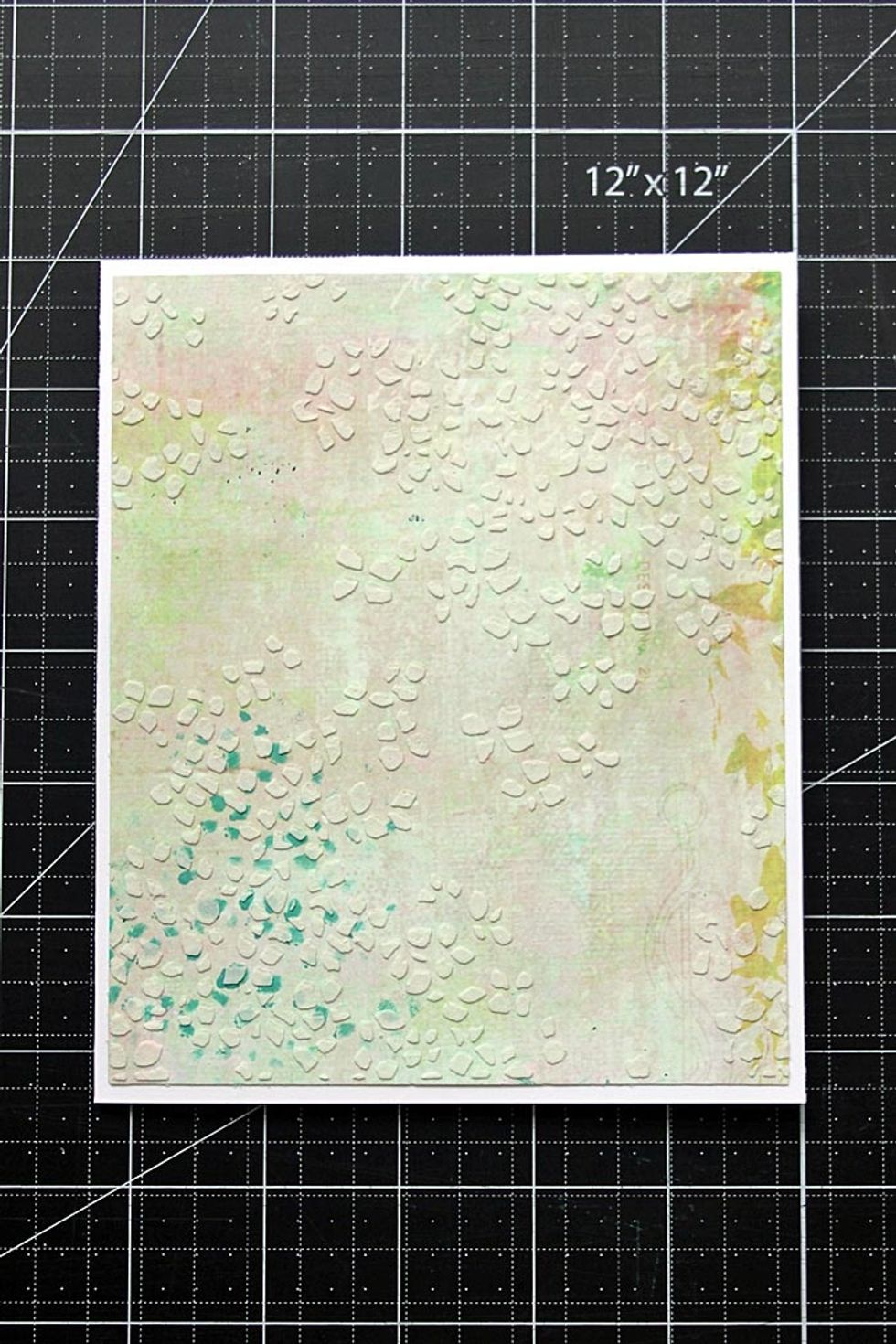 Adhere the "textured" card mat to the center of the card base.