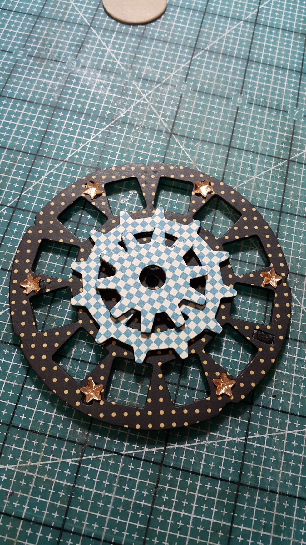 Adhere the three layers together