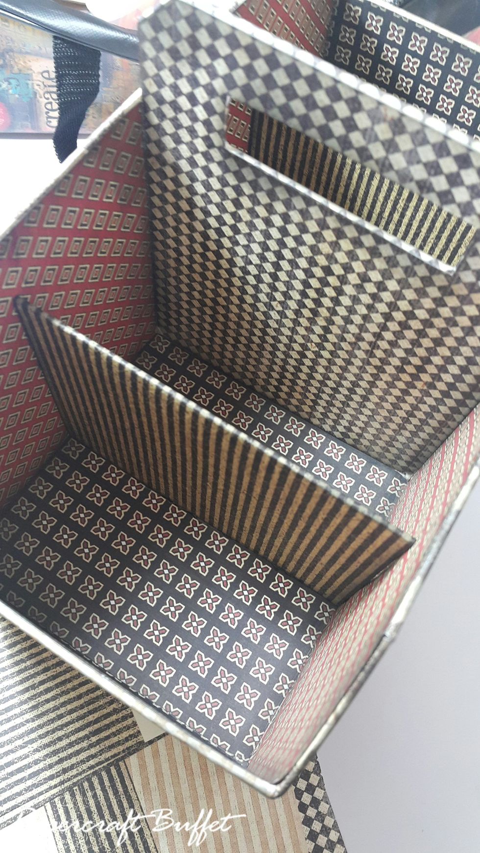 Adhere the two panels into the box with strong glue