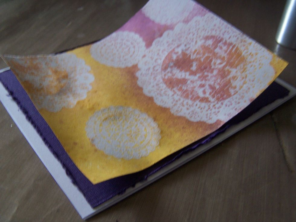 Adhere to card base and embellish as desired.