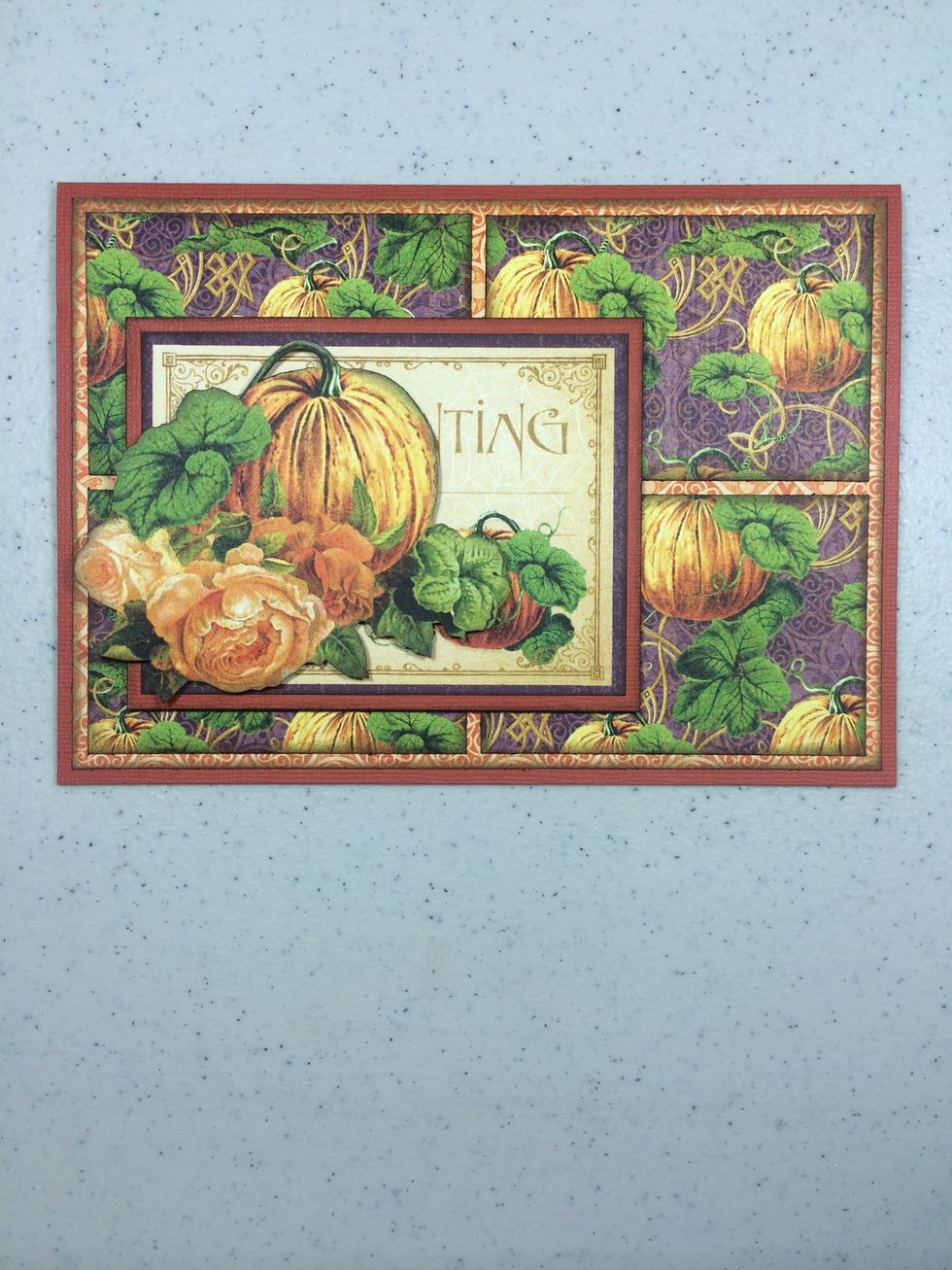 Adhere to the card front in the lower left area as shown.