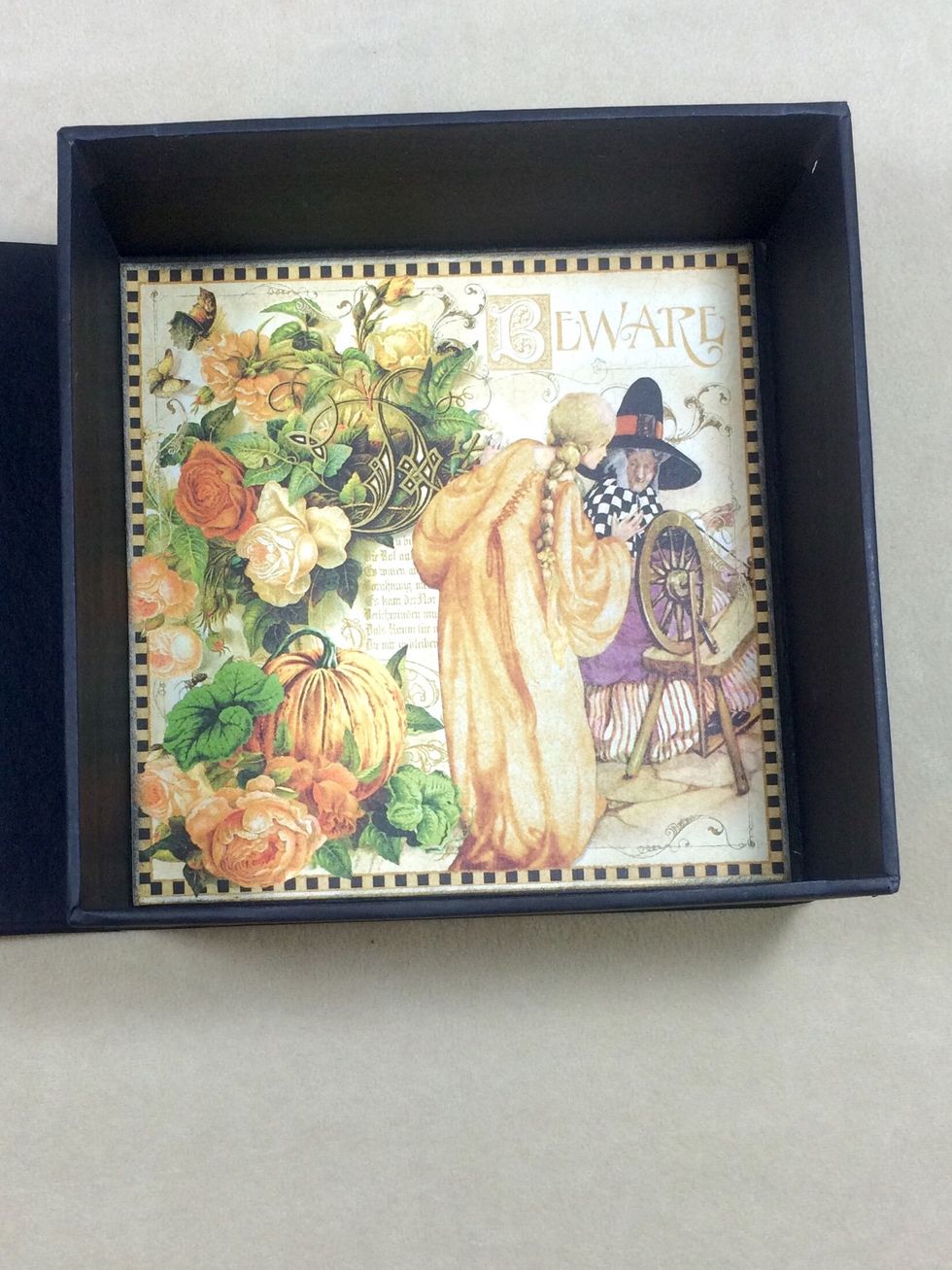 Adhere to the inside of the mixed media box.