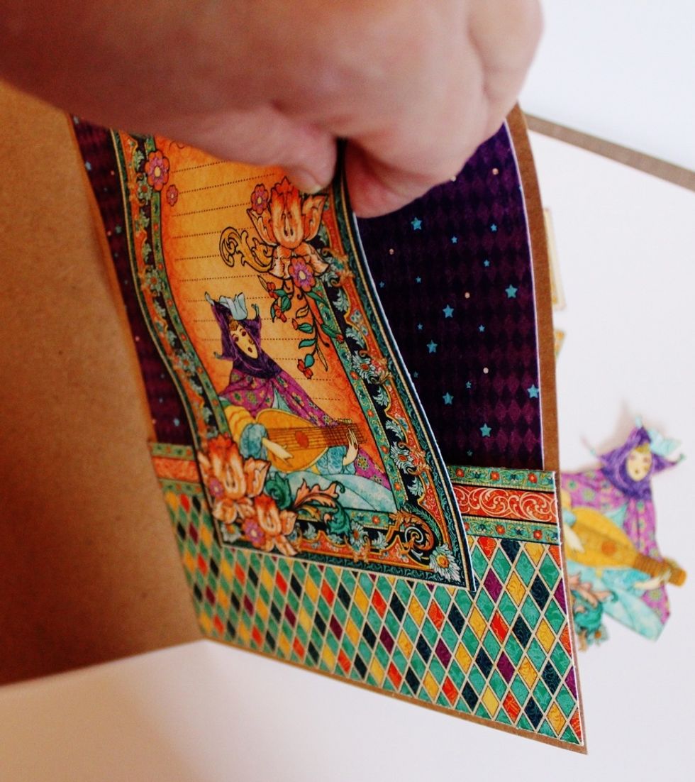 Adhere top and bottom of journal piece to inside of card.