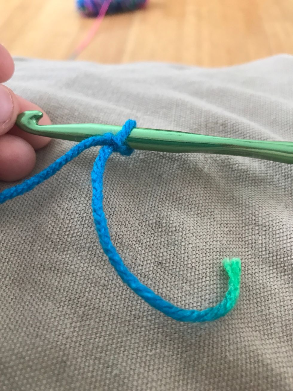 Adjust it to your crochet hook (don't do it to tight)