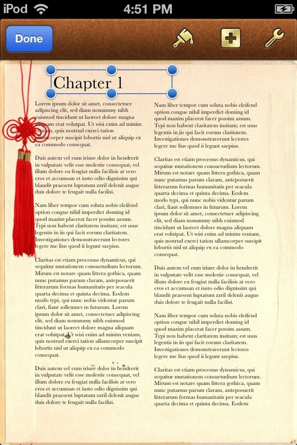 Adjust the title. Now we will add a HORIZONTAL RULE. Tap the BROWN + again.