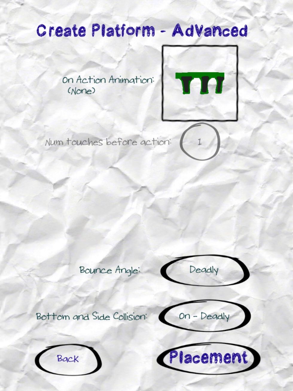 Advanced options for Platfrom - you can make it shake, move, drop etc.