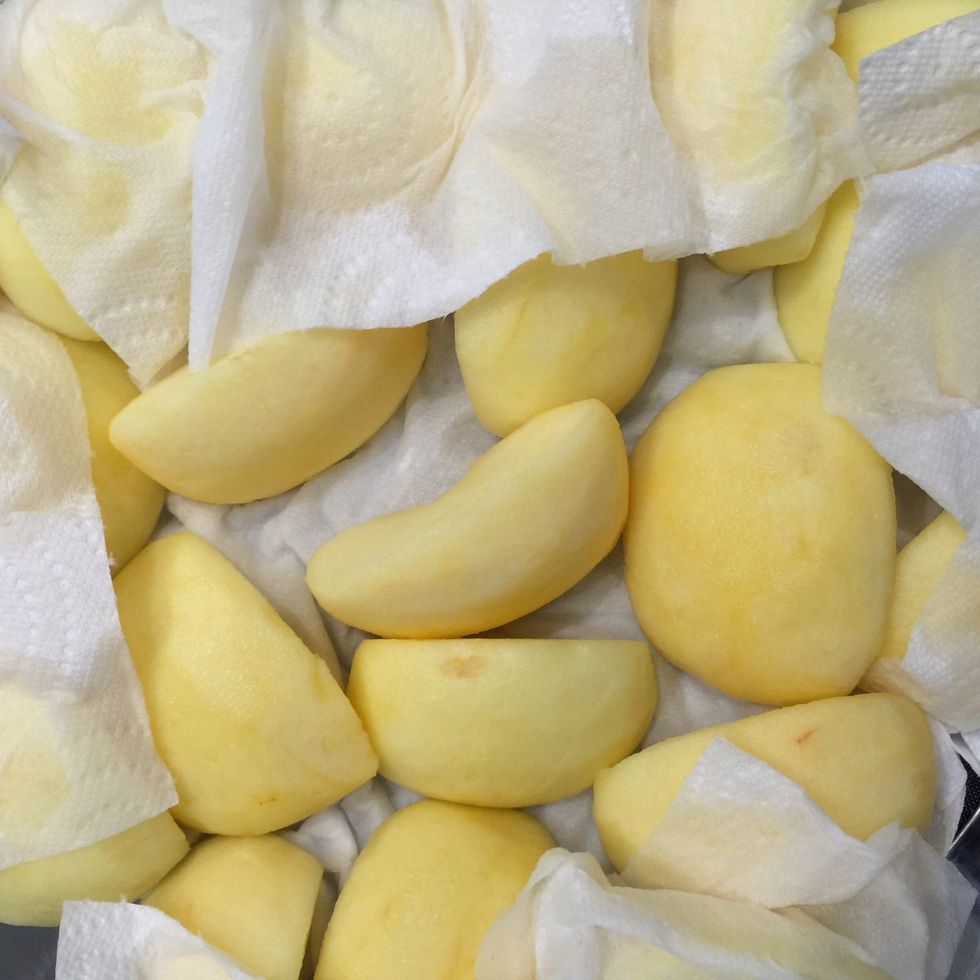 After 1/2 hr or more, wash the apples pat the dry