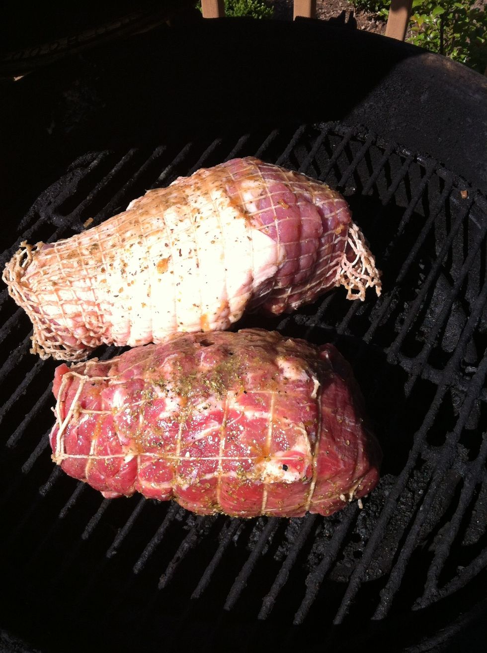 After 1 hour of marinading at room temp. Place on grill. Indirect heat until internal temp reaches 185 for 20 minutes.