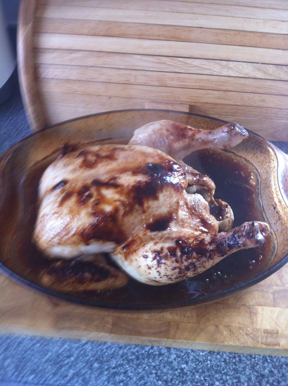 after 1 hour take the chicken out and take off foil