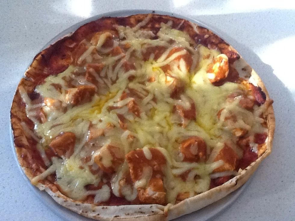 After 10-15 minutes take it out of the oven or pizza oven