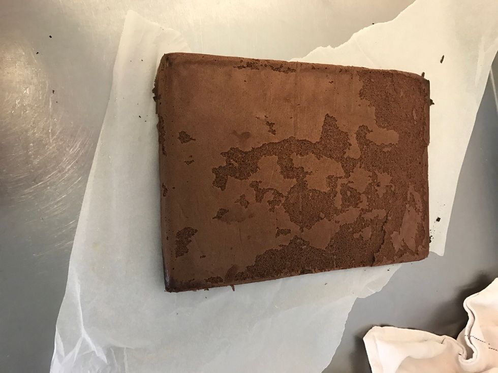After 10 mins take out and then flip it over then peel the baking parchment