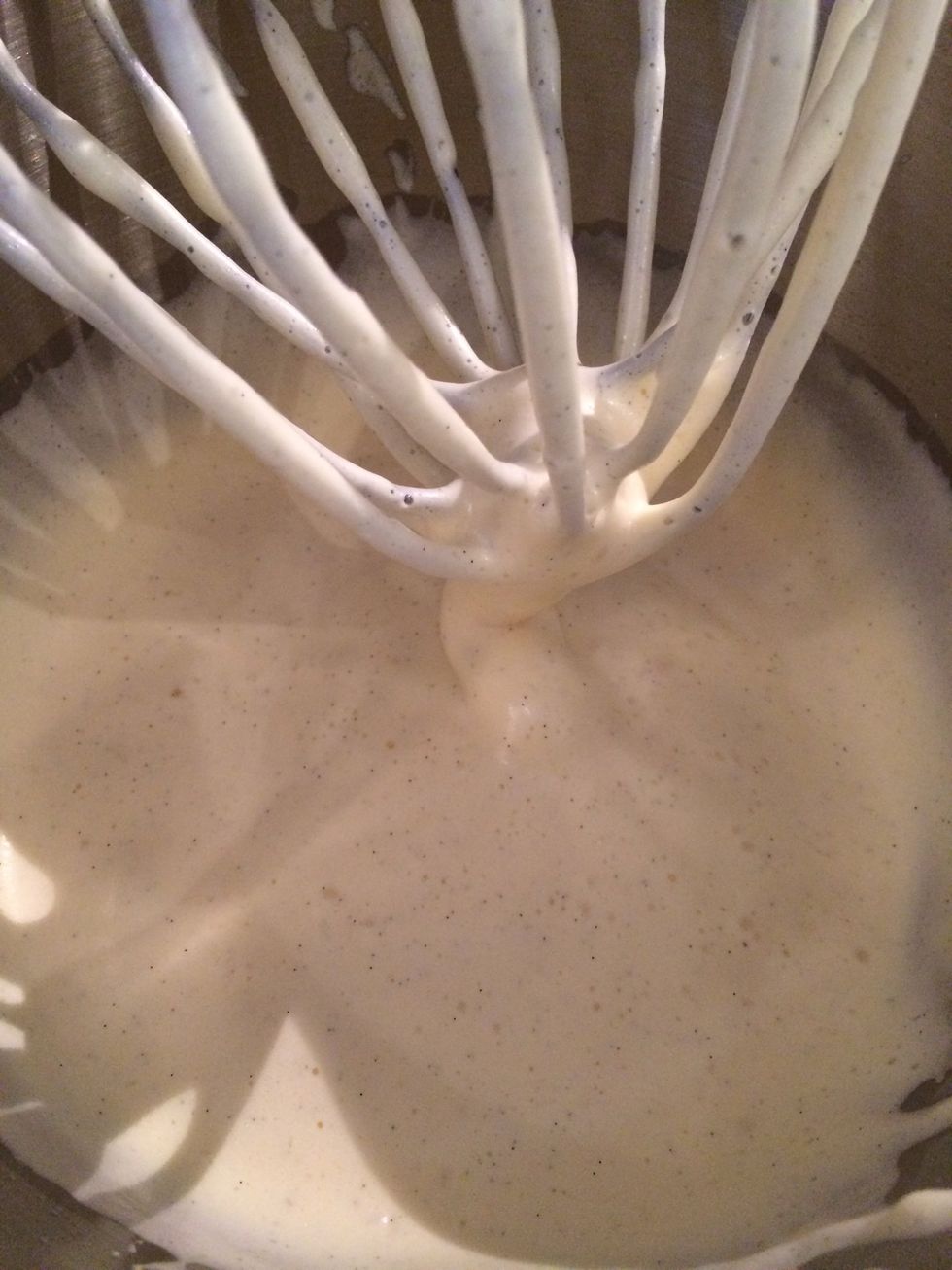 After 10 mins the egg and sugar tripled in volume and became so fluffy like a cloud