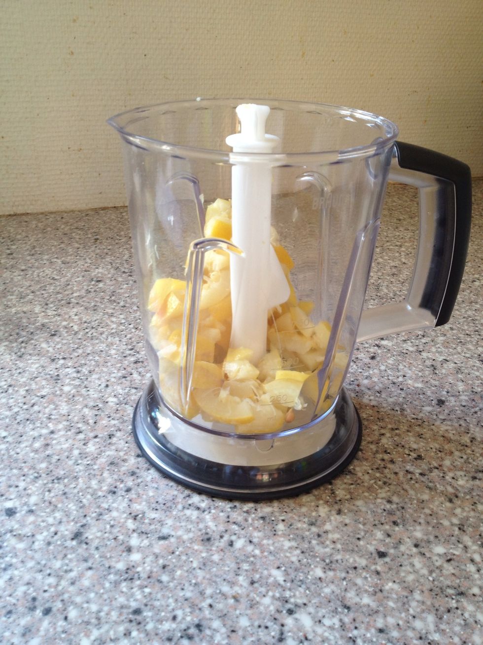 After 14 days you strain the liquid and blend the lemon peel. Put in a container and use to clean your drain.