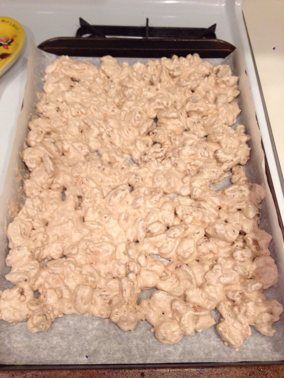 After 15 min of baking the egg whites should puff like meringue.