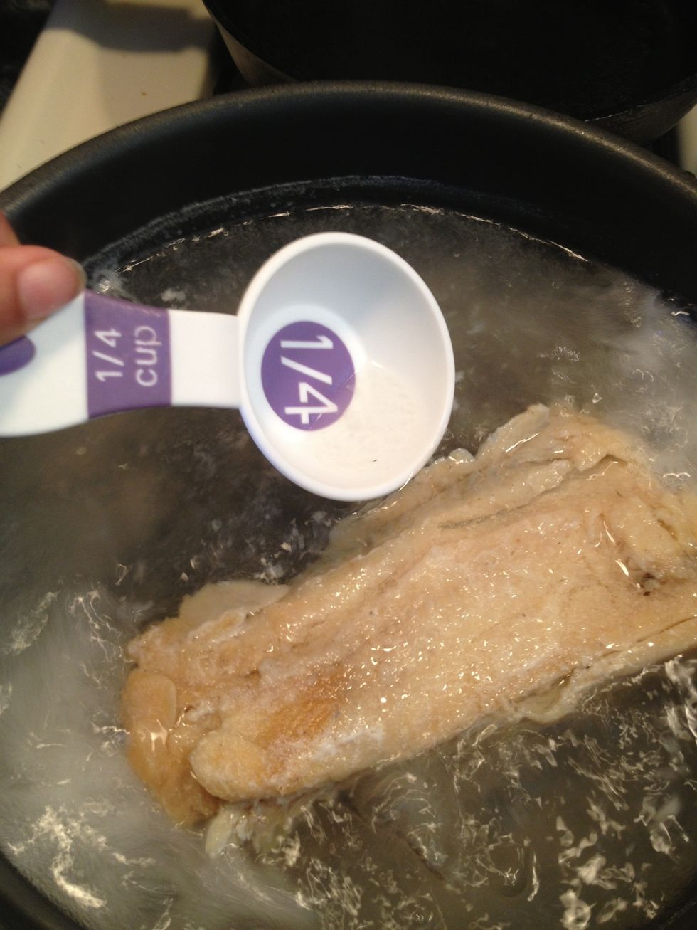 After 15 min. remove 1/4 water  and set aside for later.