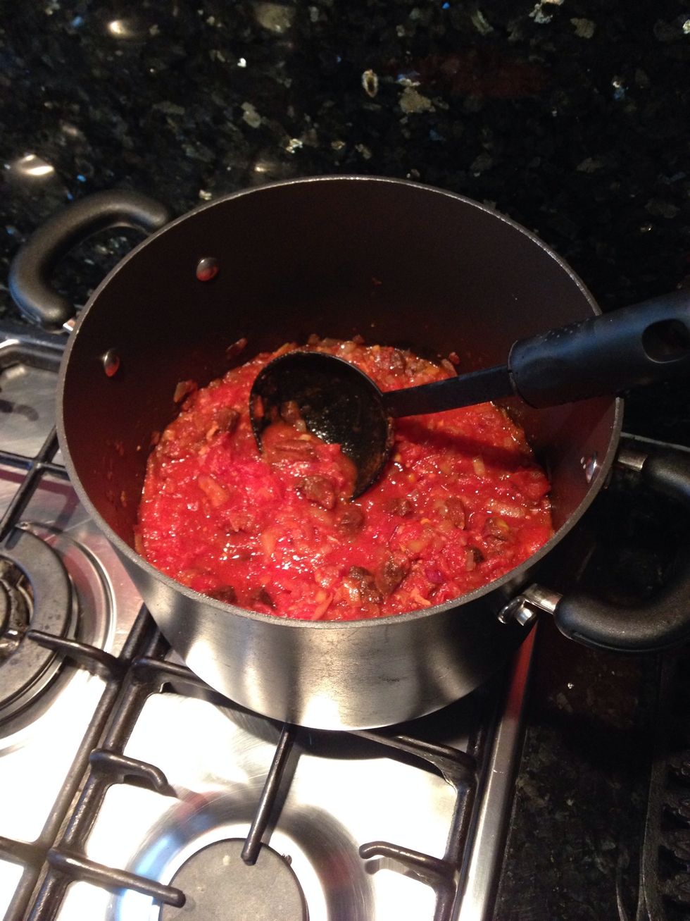 After ~15 minutes add chopped tomatoes