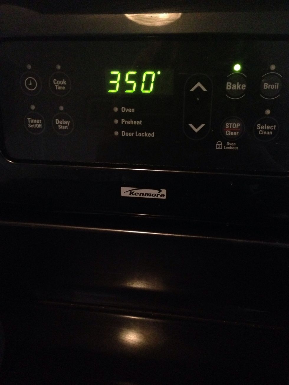 After 15 minutes have passed, lower the temperature to 350 degrees, and bake for 55 minutes.