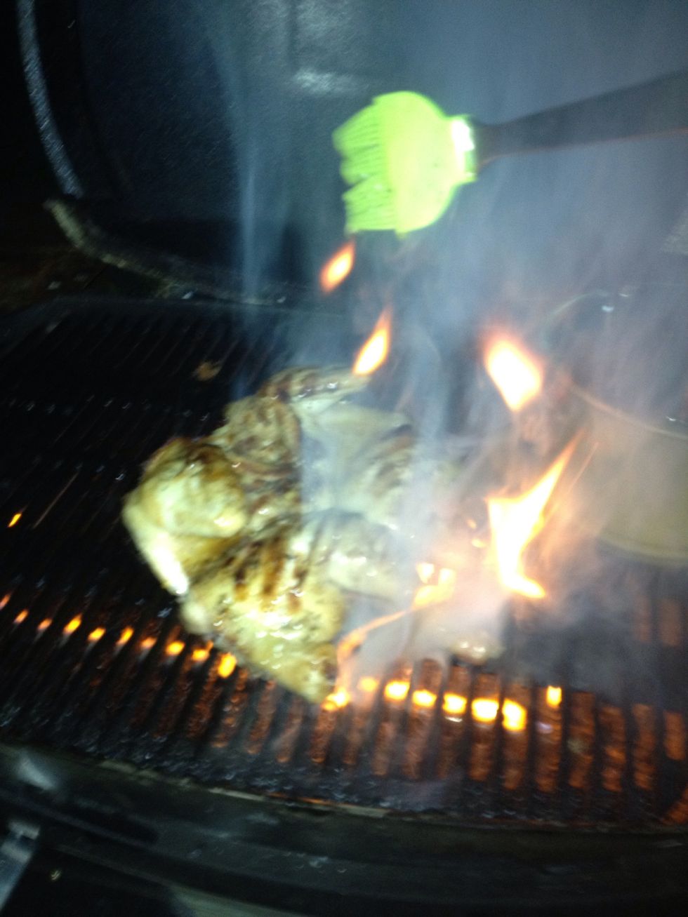 After 15 turn over and add more basting