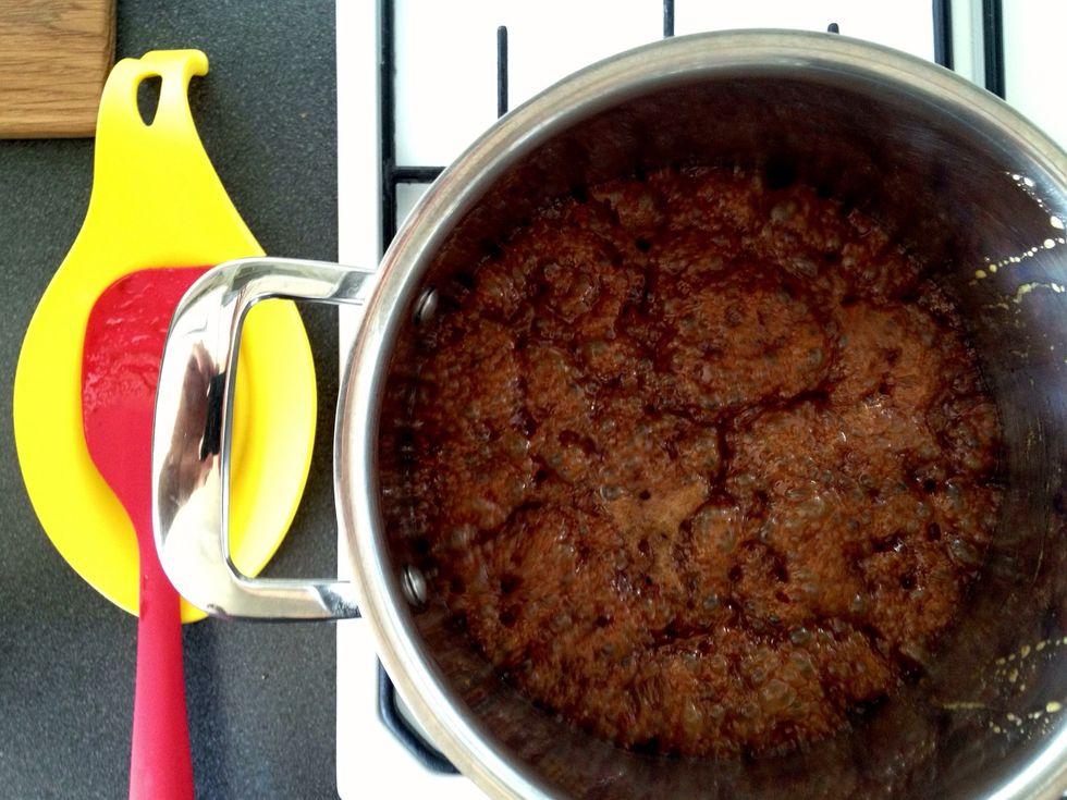 After 2 - 3 min boil, remove caramel from heat and immediately add salt, vanilla then and soda and stir quickly until silky and smooth. CAREFUL it will bubble and rise!