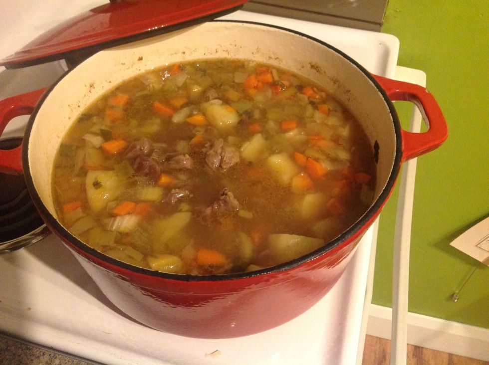 After 2 hours, add fresh parsley, add salt, check seasoning again, then eat:)