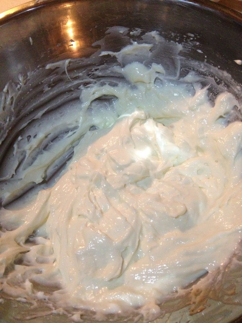 After 2 mins of whisking this is how it looks like