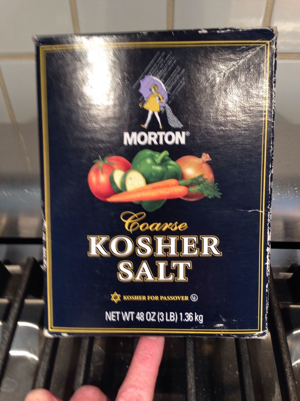 After 2 minutes, scrape down the bowl to get the stuff off the bottom . Then add 4 tsps kosher salt, because Nancy said so. I'm not the bossy one- she said kosher, so I use kosher. If you forget to