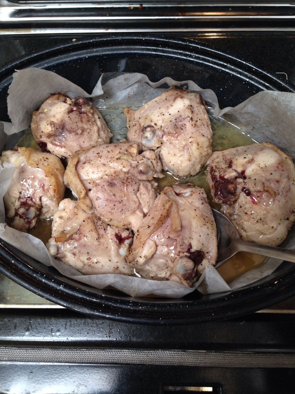 After 20-25 minutes flip each thigh over and bake for 10 more minutes.